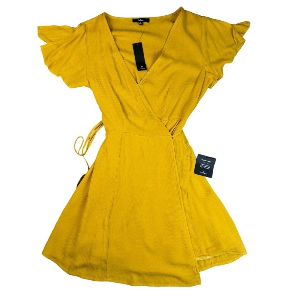 Lulu's Harbor Point Mustard Yellow Wrap Dress - Picture 5 of 8